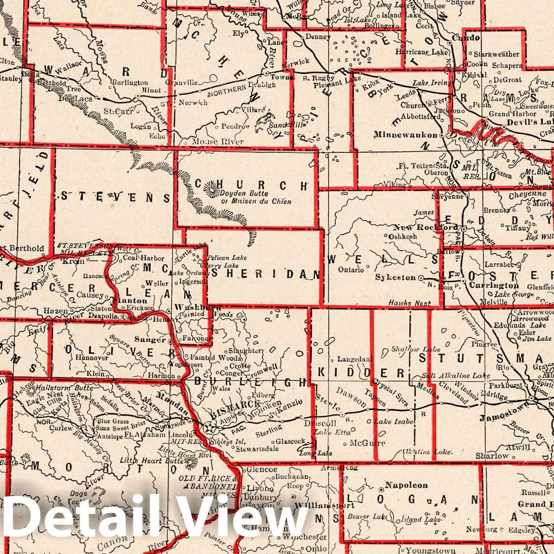 Historic Map : World Atlas Map, North Dakota 1893 - Vintage Wall Art ...