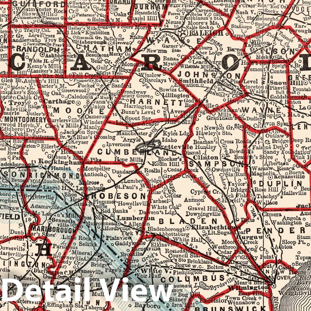 Historic Map - World Atlas Map, North Carolina 1893 - Vintage Wall Art