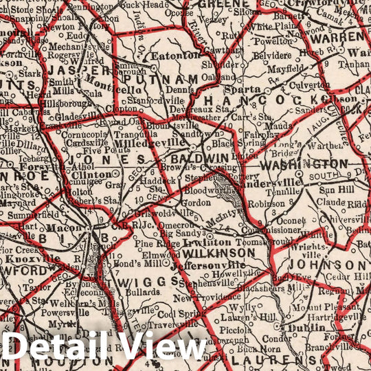 Historic Map - World Atlas Map, Georgia 1893 - Vintage Wall Art