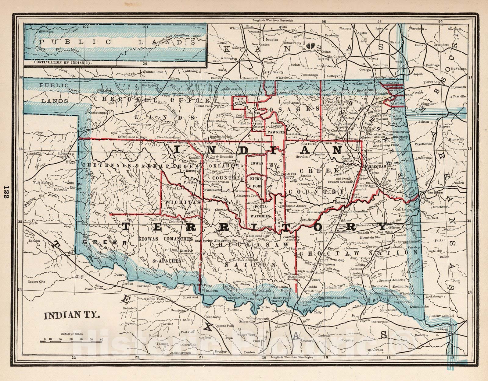 Historic Map : World Atlas Map, Indian Territory 1893 - Vintage Wall A ...
