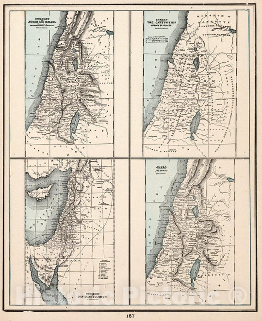 Historic Wall Map : World Atlas Map, Canaan, Holy Land 1893 - Vintage Wall Art