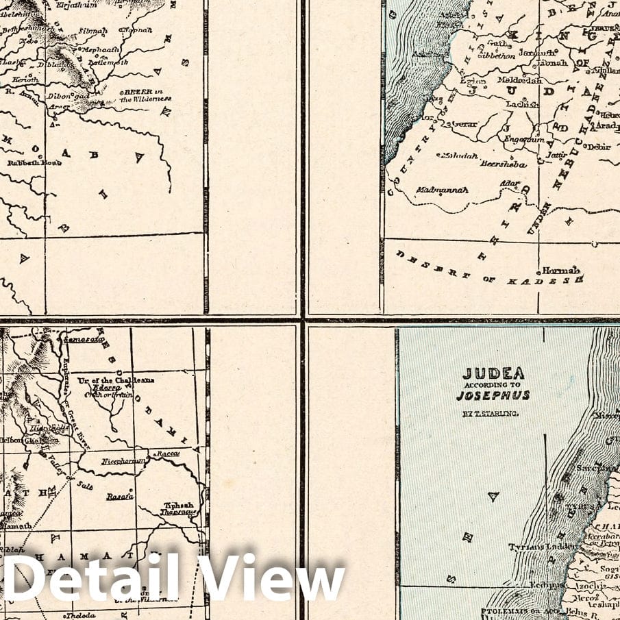 Historic Wall Map : World Atlas Map, Canaan, Holy Land 1893 - Vintage Wall Art