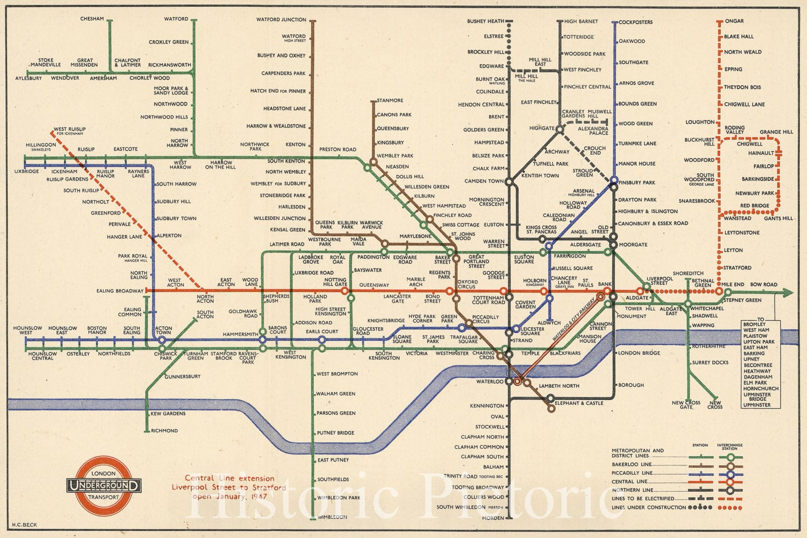 Historic Map : Pocket Map, London Underground. 1946 - Vintage Wall Art