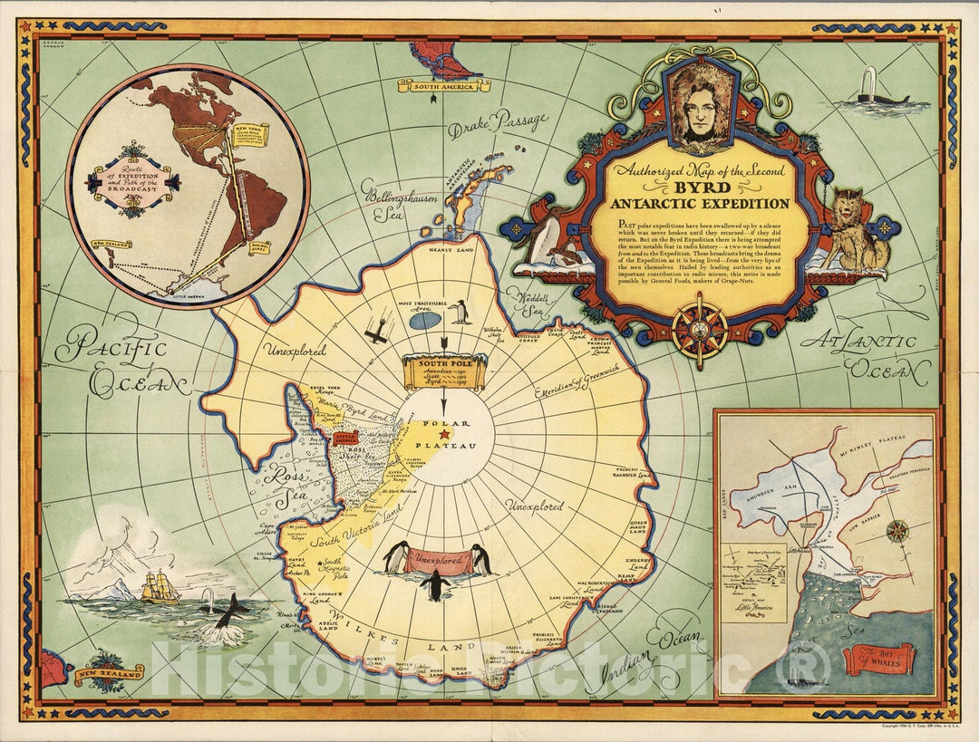 Historic Map : Authorized map of the second Byrd Antarctic expedition, 1934 v1