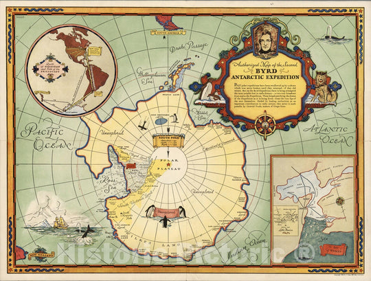 Historic Map : Authorized map of the second Byrd Antarctic expedition, 1934 v1