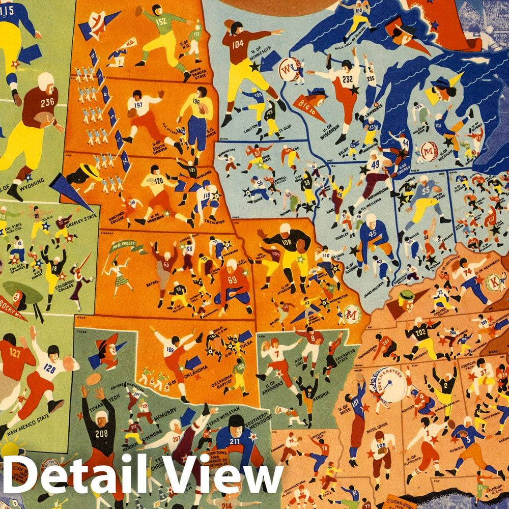 Historic Map : Albert Richard : Football map. Copyright 1939 - Vintage Wall Art