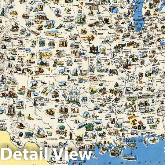 Historic Map : Pictorial map of the United States of America, 1950 - V ...