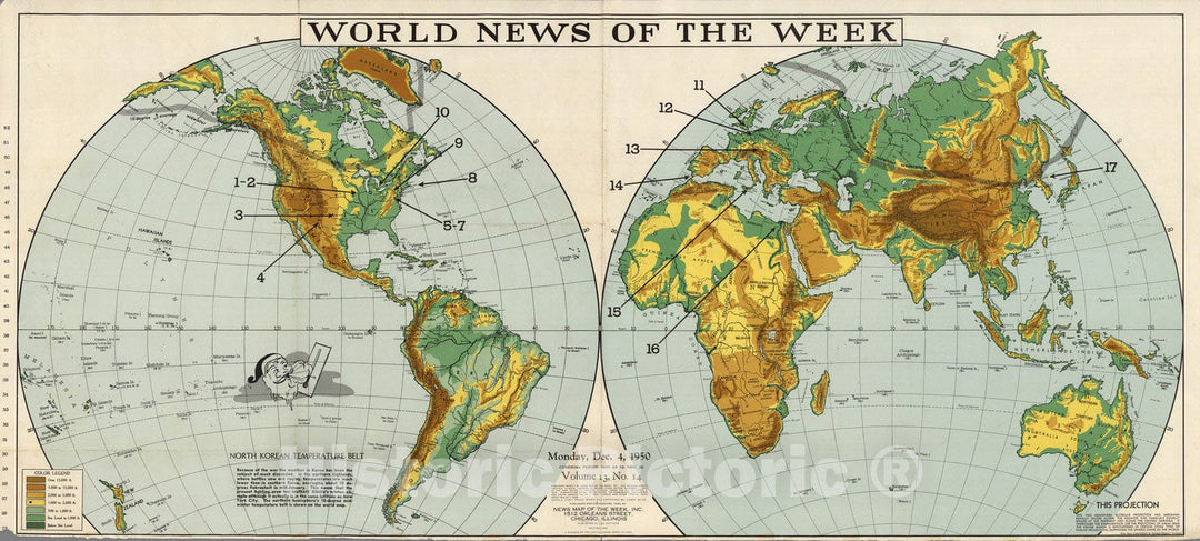 Historic Map : World News of the Week. Monday, Dec. 4, 1950 1950 - Vintage Wall Art