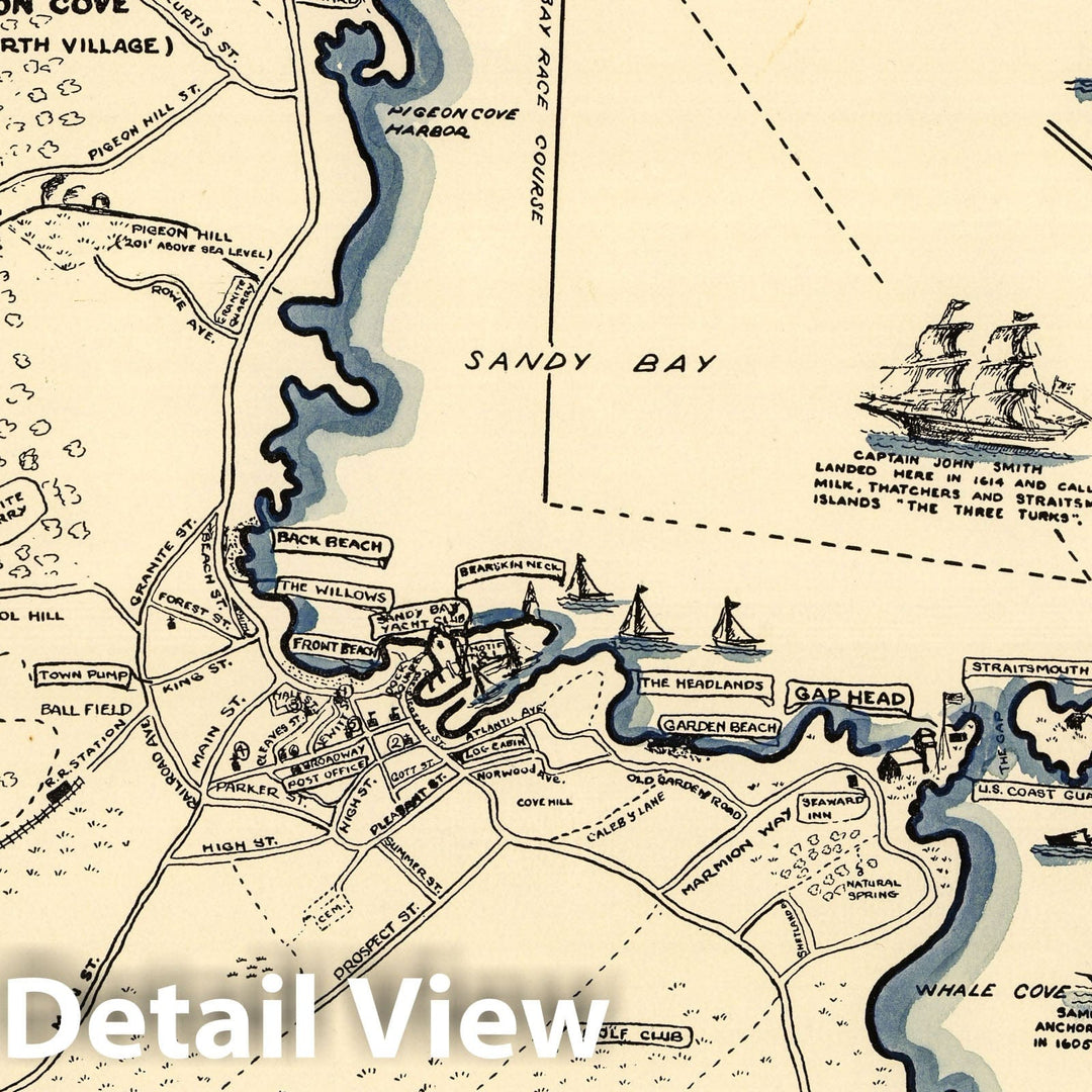 Historic Map : Rockport on Cape Ann, Essex County, Commonwealth of Massachussets 1940 - Vintage Wall Art