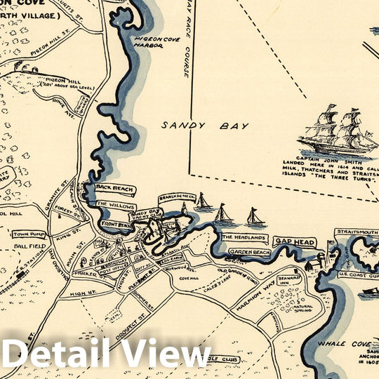 Historic Map : Rockport on Cape Ann, Essex County, Commonwealth of Massachussets 1940 - Vintage Wall Art