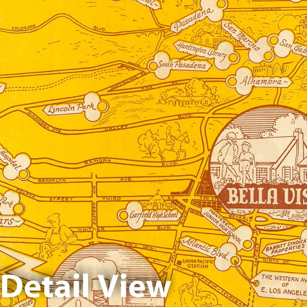 Historic Map : Pocket Map, Your Keys to Billion Dollar Town. Bella Vista 1938 - Vintage Wall Art