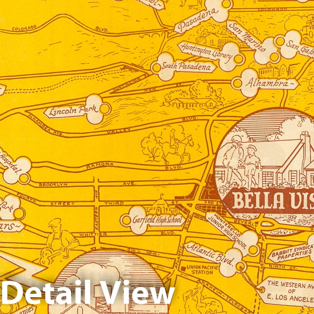 Historic Map : Pocket Map, Your Keys to Billion Dollar Town. Bella Vista 1938 - Vintage Wall Art