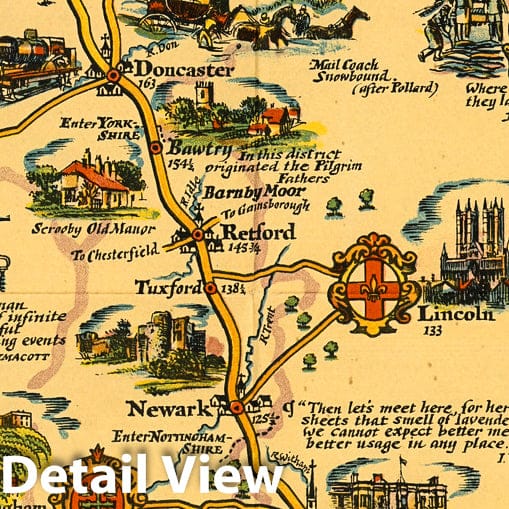 Historic Map : Pratts High Test Map of the Great North Road. A.E. Taylor. 30, 1930 - Vintage Wall Art