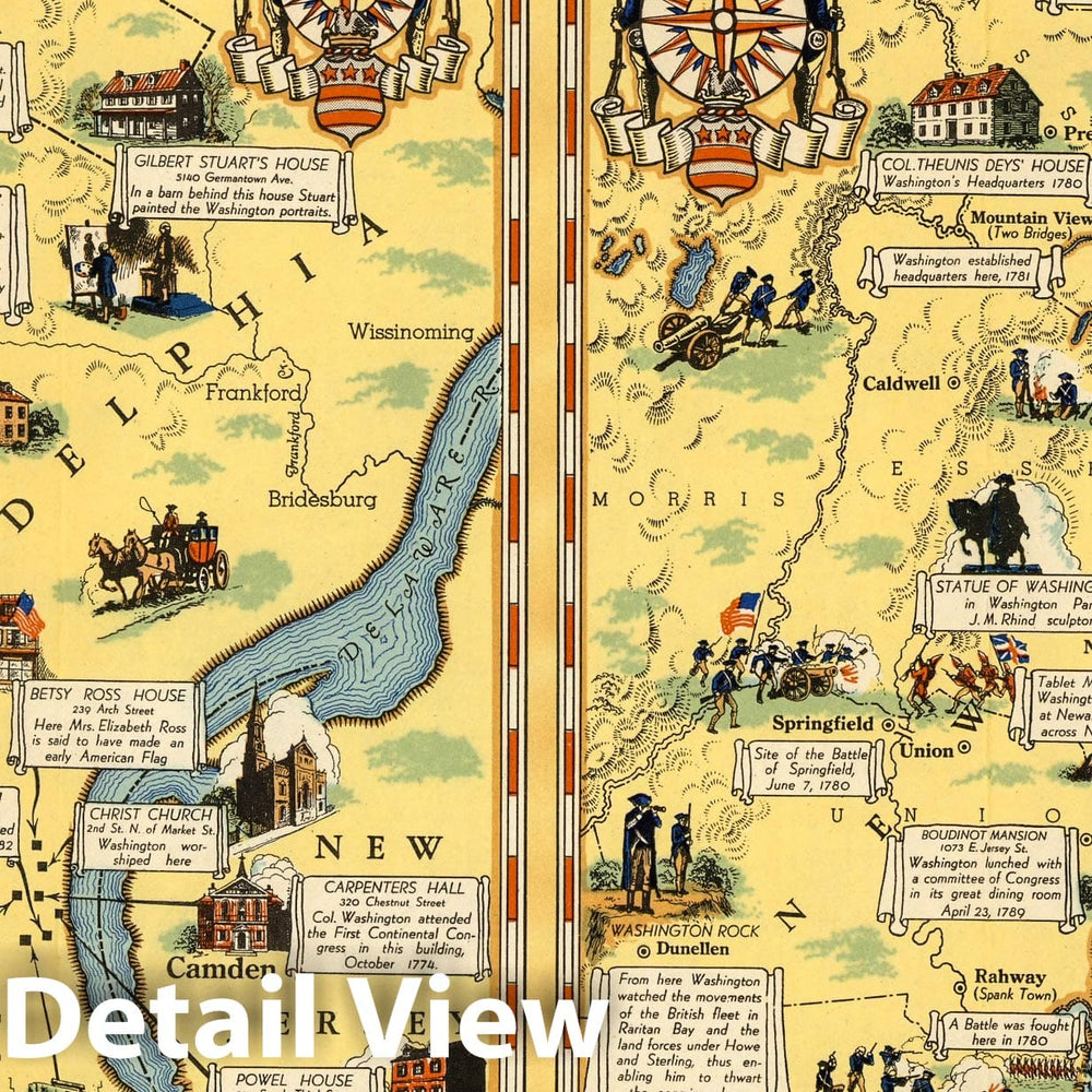 Historic Map : Pocket Map, Landmarks of George Washington's life. The shrines of George Washington 1932 - Vintage Wall Art