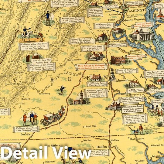 Historic Map : Pocket Map, Principal events in the life of George Washington 1932 - Vintage Wall Art