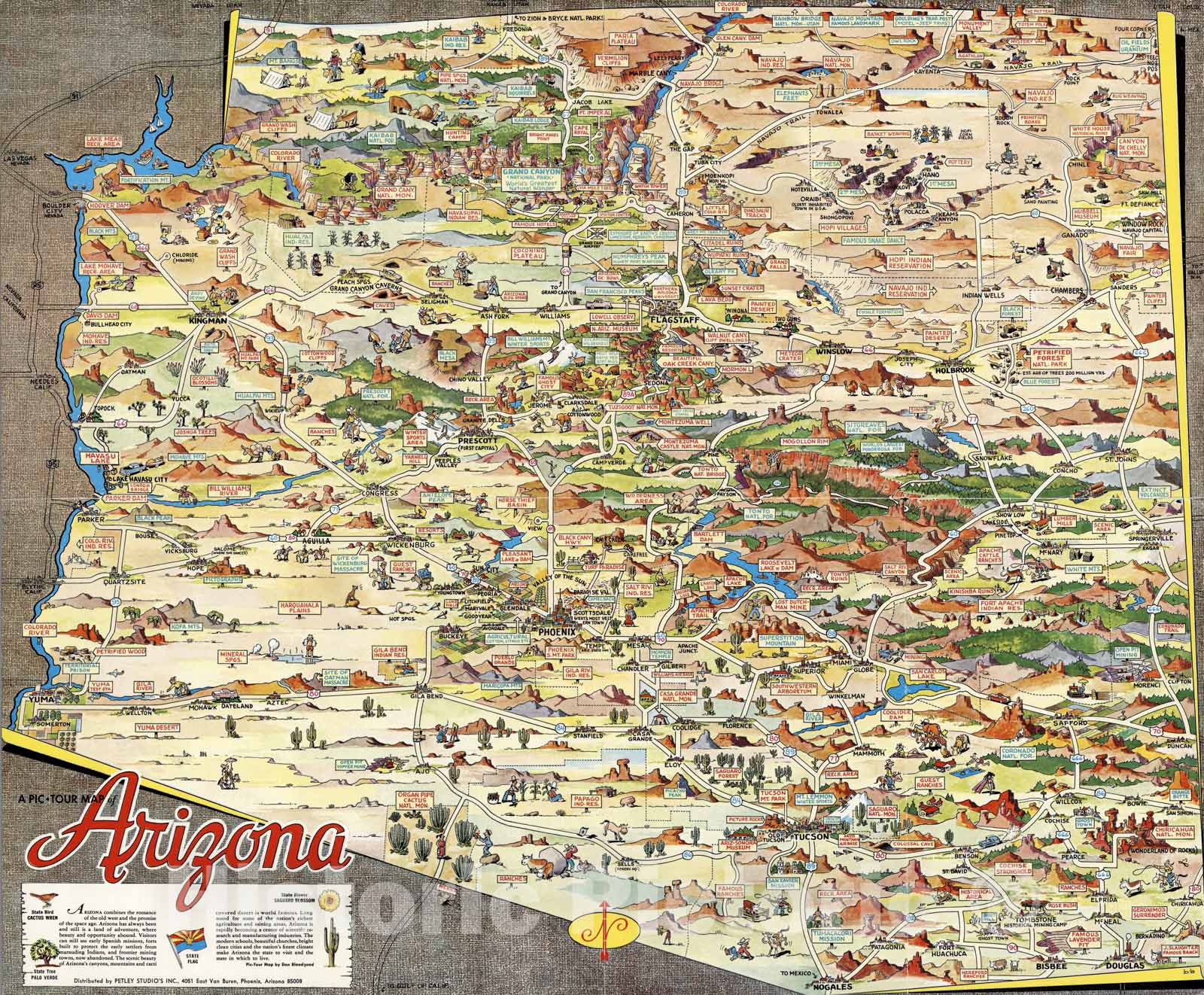 Historic Map - A pic-tour map of Arizona, 1950 v1