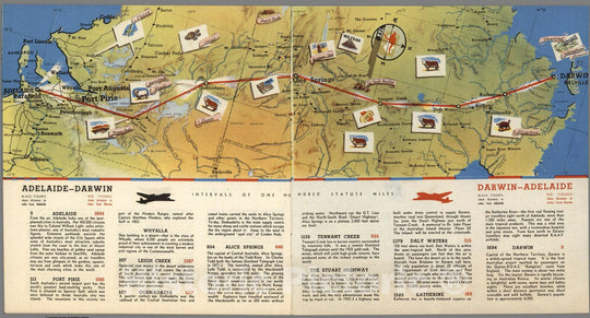 Historic Map : Pamphlet, Adelaide - Darwin, Darwin - Adelaide 1952 - Vintage Wall Art