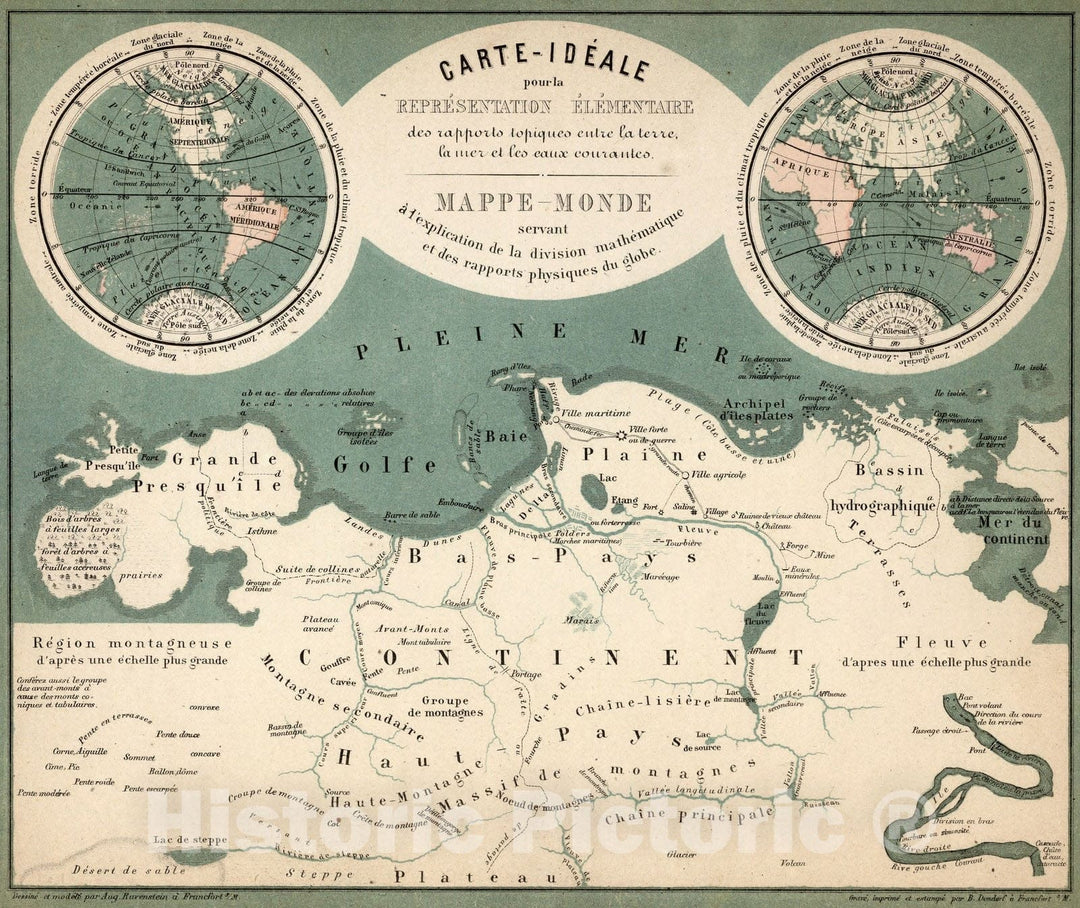 Historic Map : Mappe - Monde, 1865 - Vintage Wall Art