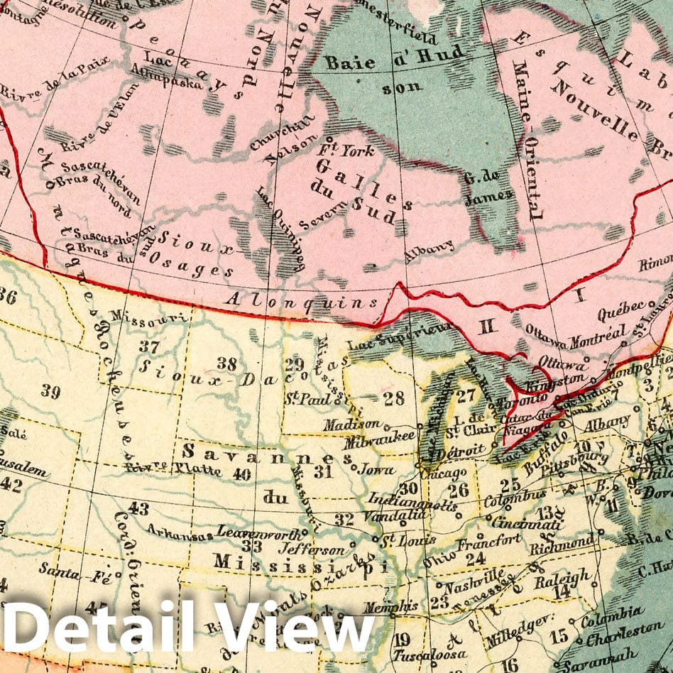 Historic Map : World Atlas Map, Amerique : Septentrionale et Centrale 1865 v1