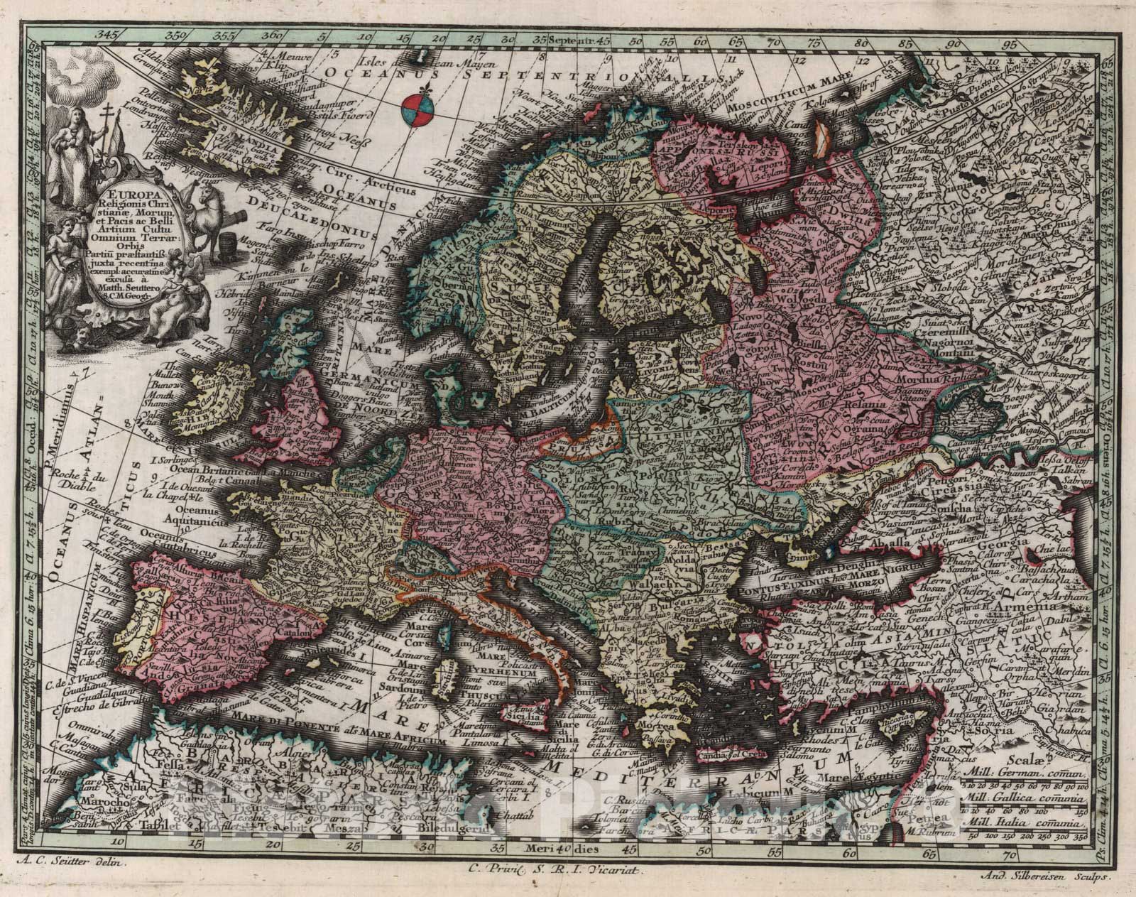Historic Map : World Atlas Map, Europa 1744 - Vintage Wall Art
