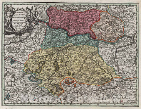 Historic Map : Austria,Archiducat. Austriae Superioris 1744 , Vintage Wall Art