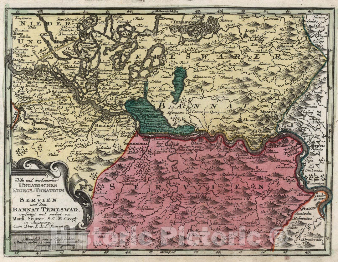 Historic Map : World Atlas Map, Neu und verbessertes Ungarisches Kriegs-Theatrum 1744 - Vintage Wall Art
