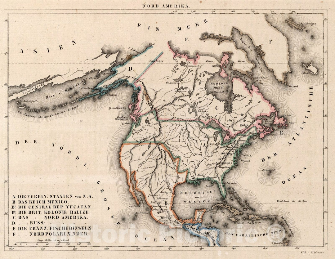 Historic Map : Nord Amerika 1830 - Vintage Wall Art