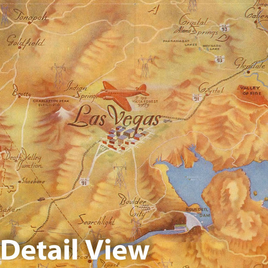 Historic Map : Pocket Map, Visit all the scenic wonders of the great Southwest 1935 - Vintage Wall Art
