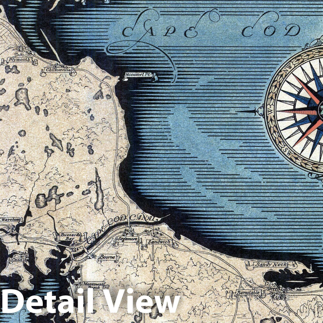 Historic Map : Cape Cod : Barnstable County Massachusetts, 1931, v2, Vintage Wall Decor