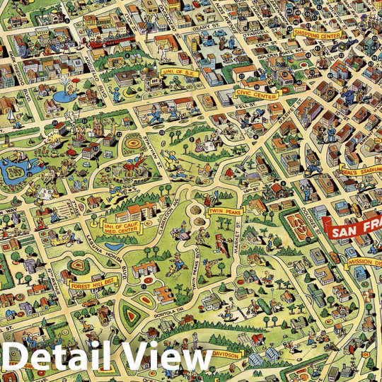 Historic Map : A Pic-Tour Map. Where to Go ? What to Do ? How to See. San Francisco, 1952 - Vintage Wall Art