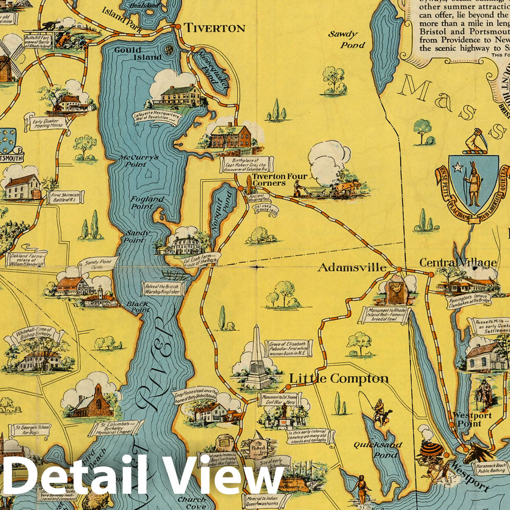 Historic Map : Mount Hope Bridge, Bristol, Rhode Island. 1933 - Vintage Wall Art
