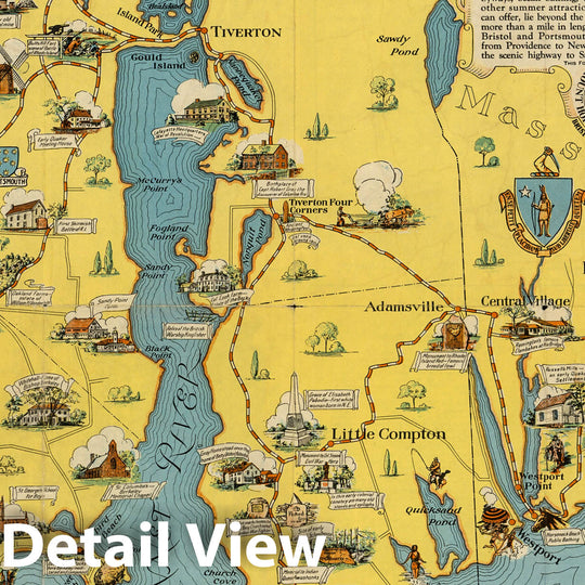 Historic Map : Mount Hope Bridge, Bristol, Rhode Island. 1933 - Vintage Wall Art