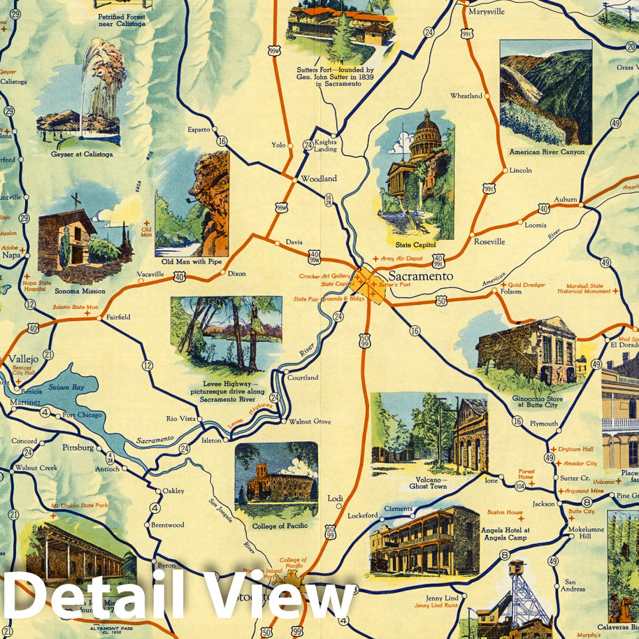 Historic Map : Central California. 1939 v1 - Vintage Wall Art