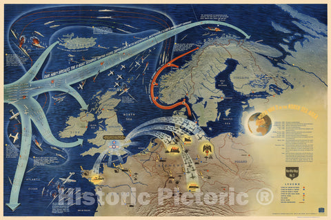 Historic Map - NavWarMap No.3. World War 2 in the North Sea area, 1944 - Vintage Wall Art