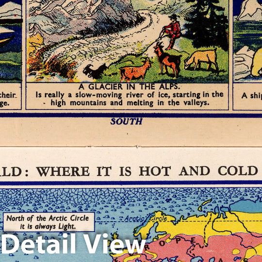 Historic Map : Geography Book, The World: Where it is Hot or Cold in January. The World: Where it is Hot or Cold in July. 1935 - Vintage Wall Art