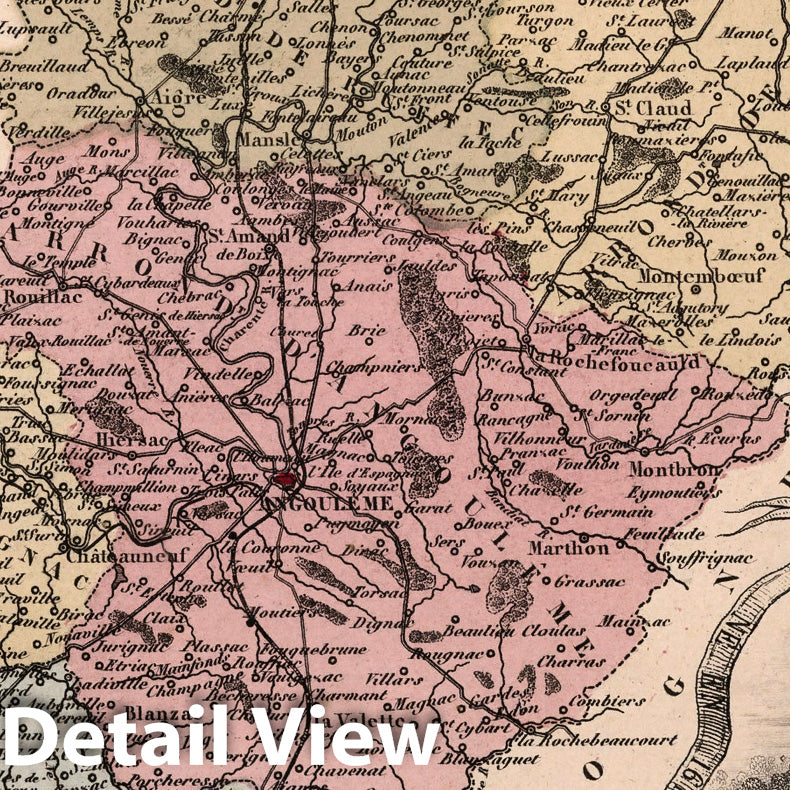 Historic Map : Charente. 1869 - Vintage Wall Art