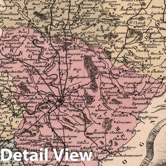 Historic Map : Charente. 1869 - Vintage Wall Art
