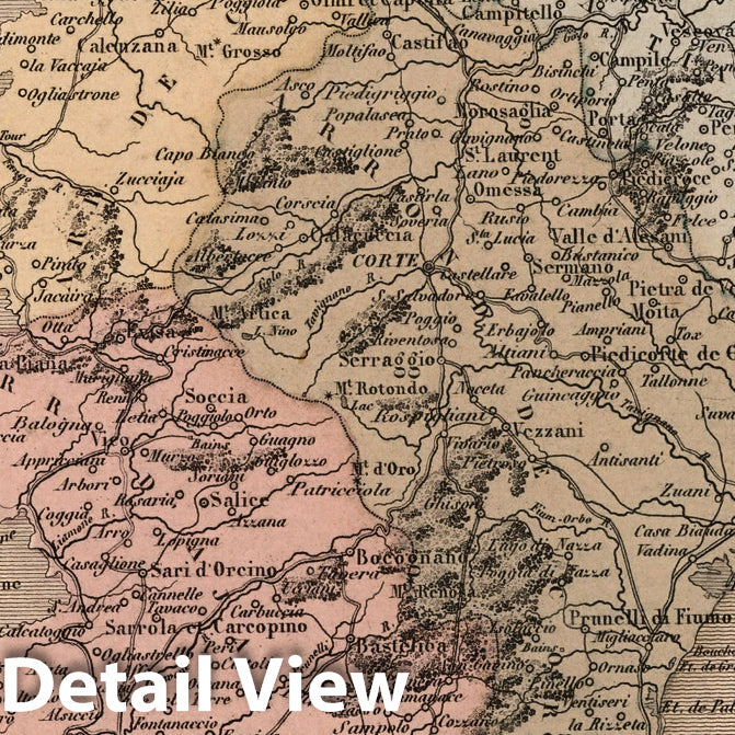 Historic Map : Corsica Corse. 1869 , Vintage Wall Art