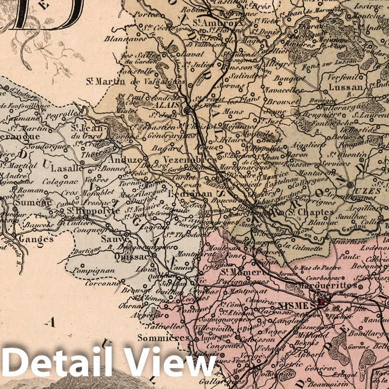 Historic Map : Gard. 1869 - Vintage Wall Art