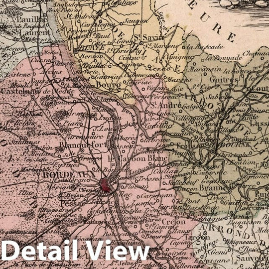 Historic Map : Gironde. 1869 - Vintage Wall Art