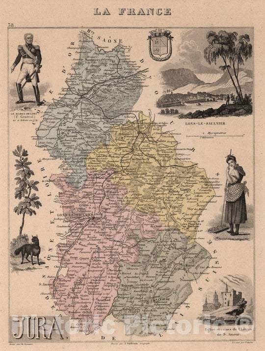 Historic Map : Jura. 1869 - Vintage Wall Art