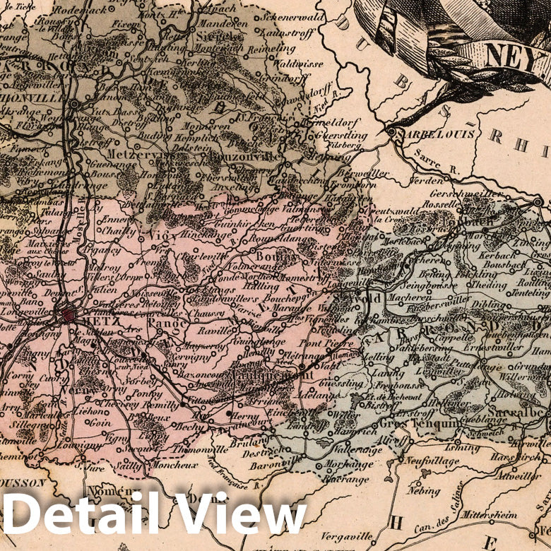 Historic Map : Moselle. 1869 - Vintage Wall Art