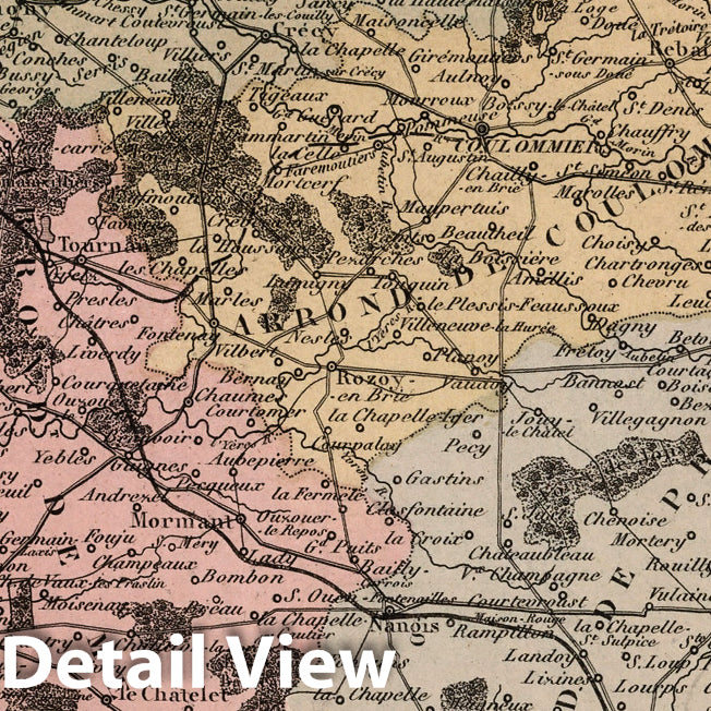 Historic Wall Map : Seine-et-Marne. 1869 - Vintage Wall Art