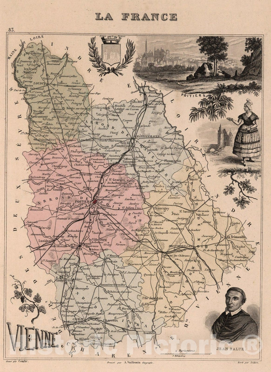 Historic Map : Vienne. 1869 - Vintage Wall Art