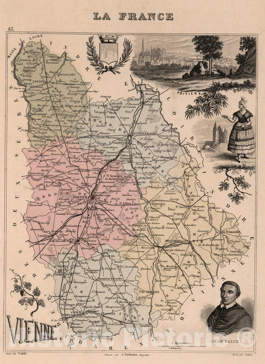 Historic Map : Vienne. 1869 - Vintage Wall Art