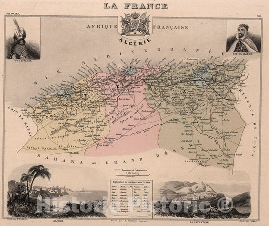 Historic Map : Algeria, Algerie. Afrique Francaise. 1869 , Vintage Wall Art