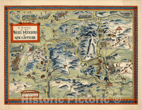 Historic Map - A Scott-Map of the White Mountains of New Hampshire, 1960 - Vintage Wall Art