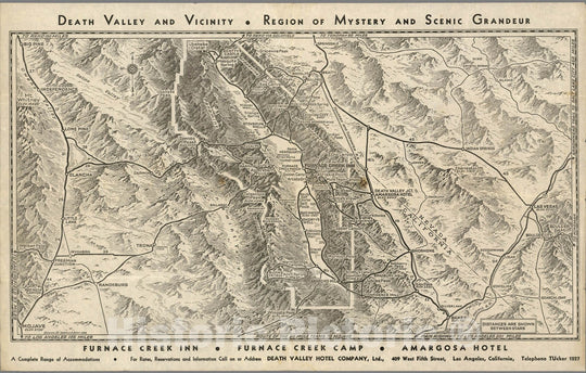 Historic Map : Death Valley and Vicinity. Region of Mystery and Scenic Grandeur. 1934 - Vintage Wall Art