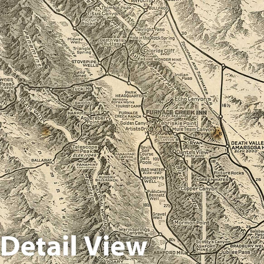 Historic Map : Death Valley and Vicinity. Region of Mystery and Scenic Grandeur. 1934 - Vintage Wall Art