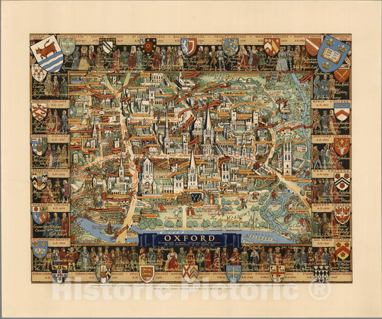 Historic Map : Oxford. 1948 - Vintage Wall Art